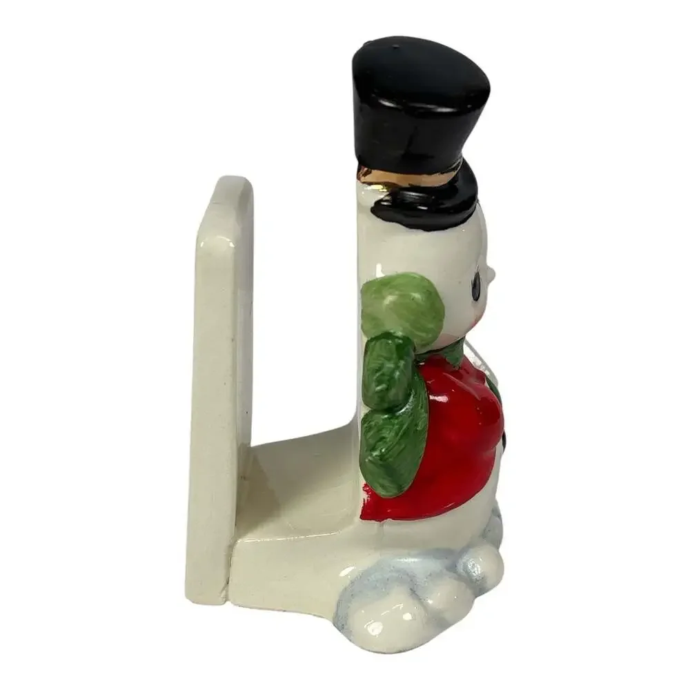 Vintage Josef Originals Snowman Ceramic Napkin Holder 1950s Japan With Gift